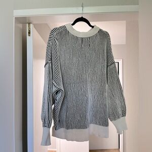 Aerie Oversized Black White Sweater